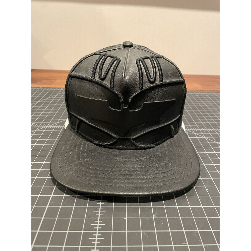 DC Comics BATMAN COLLECTION Faux Leather All Black Original Snapback Hat Cap
